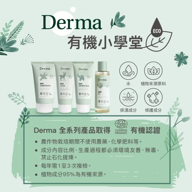 【Derma 丹麥德瑪】寶寶全方位洗護四件組-沐浴500ml+護膚250ml+萬用膏100ml+按摩油150ml(嬰幼童)