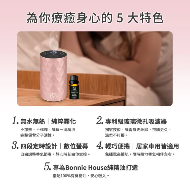 【Bonnie House 植享家】雙有機精油5ml（兩入組）+馨馨香息賞香儀