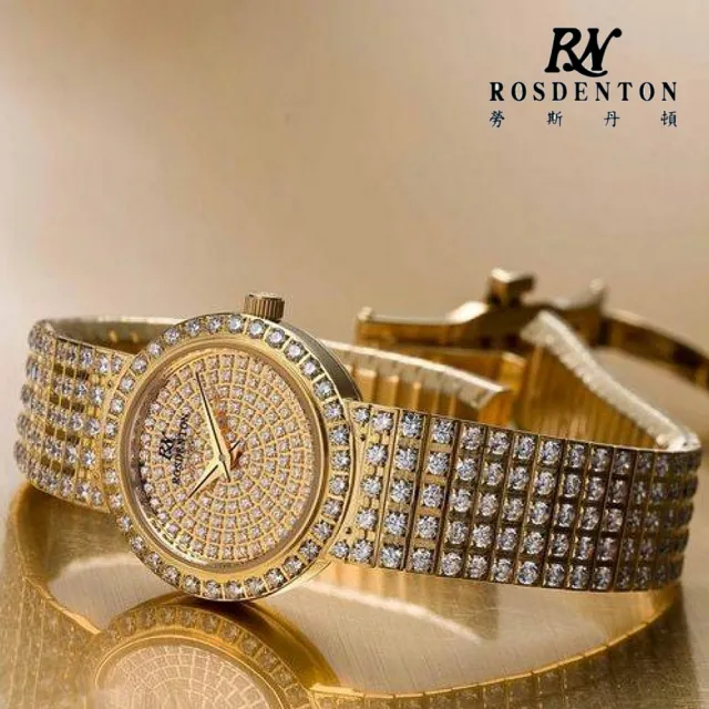 【ROSDENTON 勞斯丹頓】公司貨 國際巨星 晶鑽石英女錶26㎜-加多重好禮 R01(22888LGB)