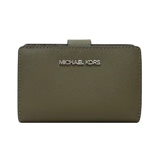 【Michael Kors】Jet Set Travel系列-Saffiano防刮皮革扣式中夾-橄欖綠(情人節送禮推薦)
