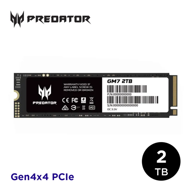 【Acer 宏碁】Predator GM7 2TB M.2 PCIe Gen4 ssd固態硬碟 5年保固(最高讀取7200MB/s)