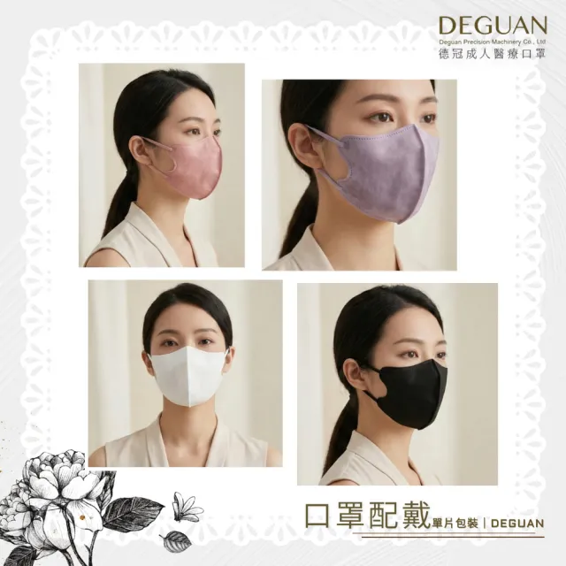 【Deguan】3D立體成人零觸感口罩X1盒(20枚入/盒 輕柔透氣 無鼻樑 單片獨立包)