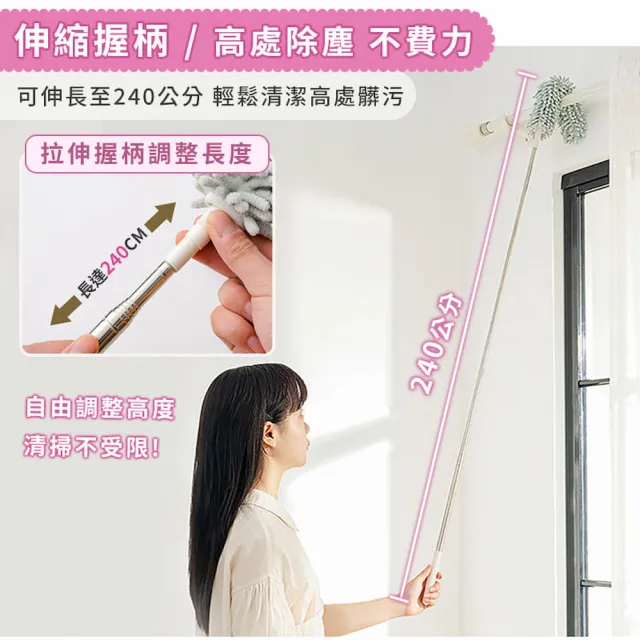 【DREAMCATCHER】雪尼爾乾濕兩用伸縮除塵撢(灰塵撢/除塵刷/雞毛撢子)