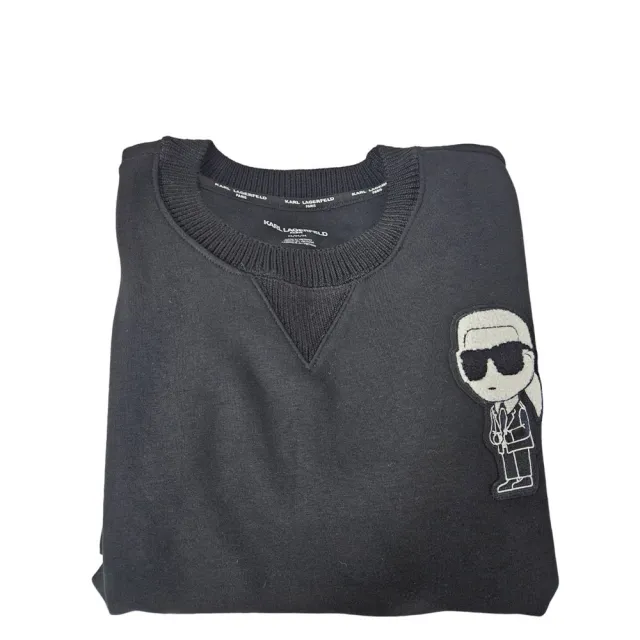 【KARL LAGERFELD 卡爾】Q版毛毛立體老爺logo刷毛運動厚磅大學T上衣 男女可穿