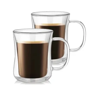 2件組-雙層玻璃馬克杯300ml(雙層耐熱玻璃咖啡馬克杯)
