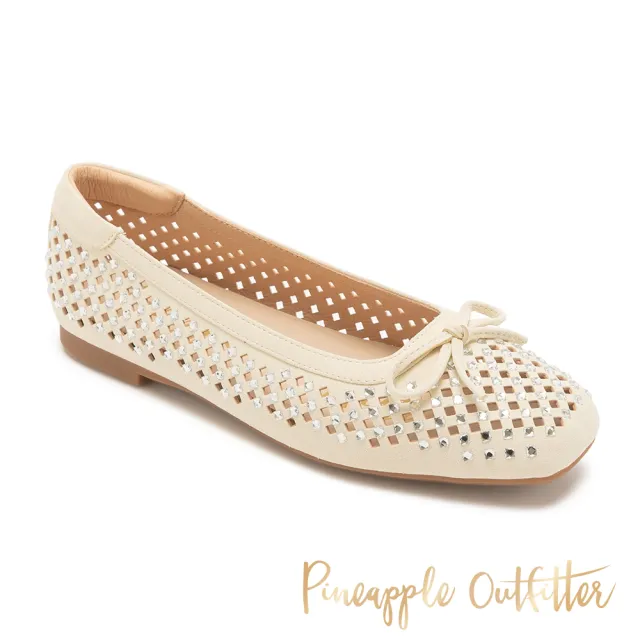 【Pineapple Outfitter】滿鑽鏤空蝴蝶結平底娃娃鞋DEANA(白色)