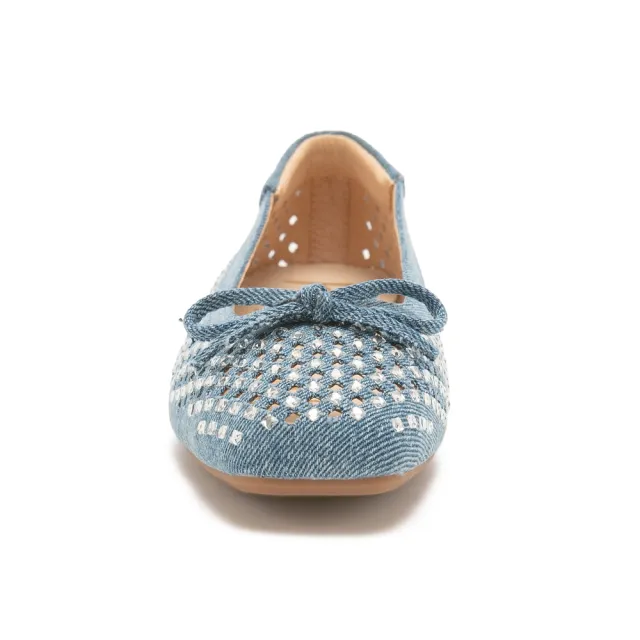 【Pineapple Outfitter】滿鑽鏤空蝴蝶結平底娃娃鞋DEANA(牛仔藍)