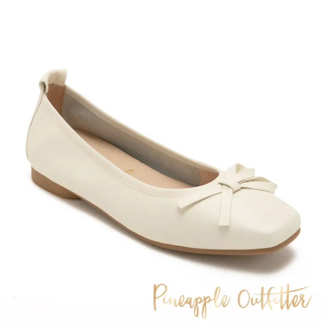 【Pineapple Outfitter】簡單大方素面蝴蝶結平底娃娃鞋DANYL(白色)