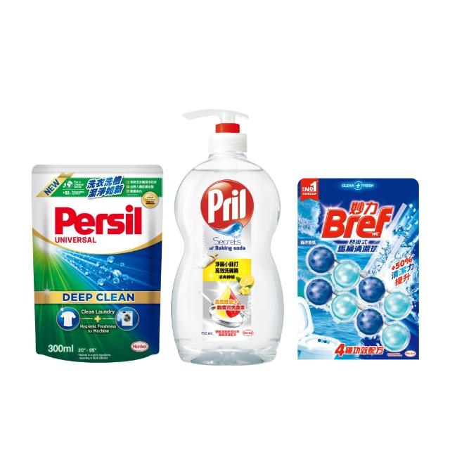 【Persil】新客超值體驗組(Persil 300ml+Pril 750ml+Bref 馬桶球2串)