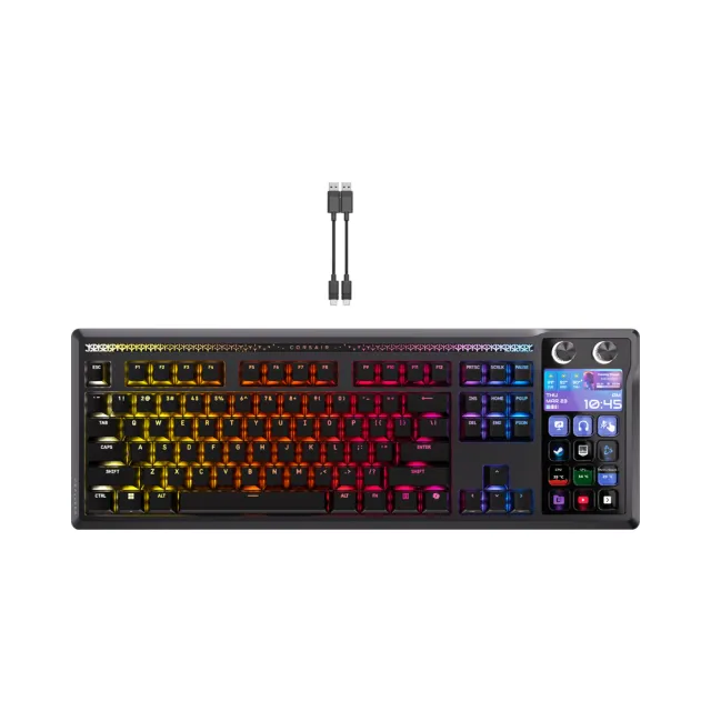 【CORSAIR 海盜船】GALLEON 100 海皇SD多媒體 5吋LCD RGB機械鍵盤(紫軸/黑)