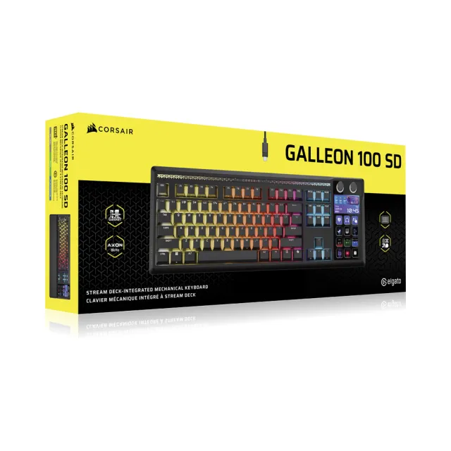 【CORSAIR 海盜船】GALLEON 100 海皇SD多媒體 5吋LCD RGB機械鍵盤(紫軸/黑)