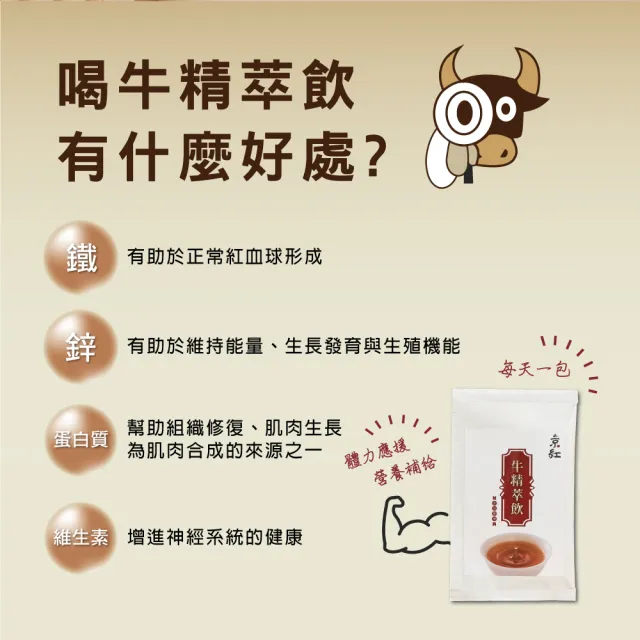 【京紅】原味冷凍牛精萃飲-10入(禮盒組)