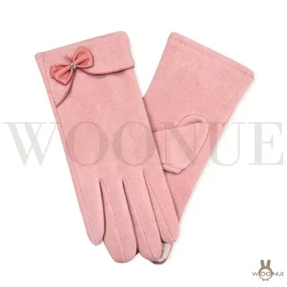 【WOONUE】超高質感保暖可觸控手套親膚羊毛加絨防寒雙層手套紅黑灰奶茶色(情人母親節女兒聖誕生日新年禮物)