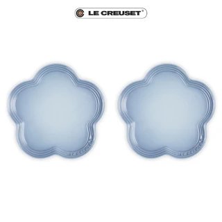 【Le Creuset】瓷器花型盤-大-2入(海岸藍)