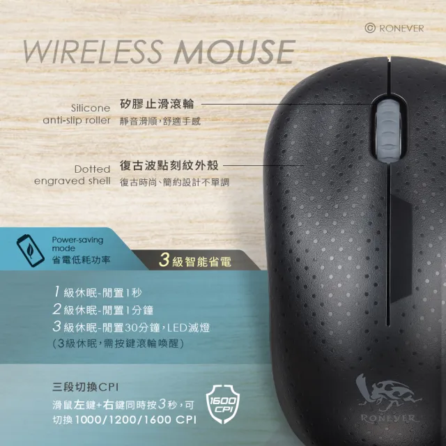 【RONEVER】KB009 無線復古鍵盤滑鼠組