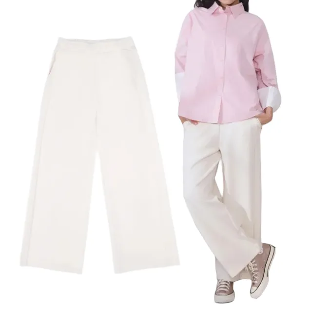 【CONVERSE】Novelty Wide Leg Fleece 女款 白色 針織 寬鬆 長褲 WCJ409-W2Y