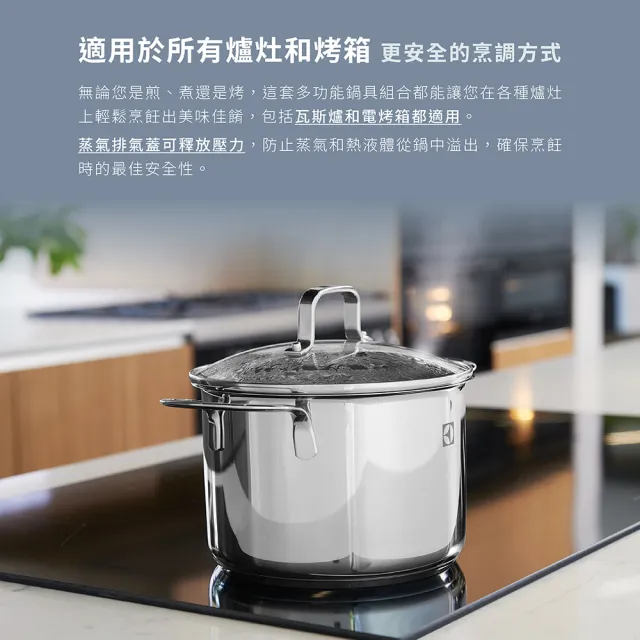 【Electrolux 伊萊克斯】不鏽鋼帶蓋湯鍋2L(EACWSS16C)