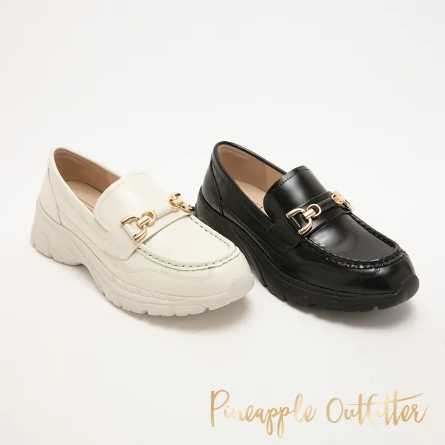 【Pineapple Outfitter】厚底增高馬銜扣樂福鞋ELIF(鏡白色)