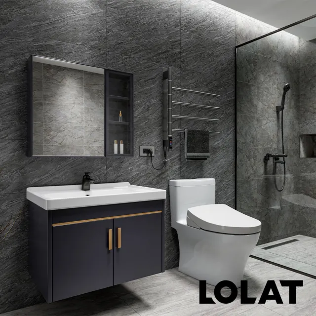 【LOLAT 羅力】小資超值２件組-浴櫃+臉盆龍頭(BNX2587+CA008-KG)