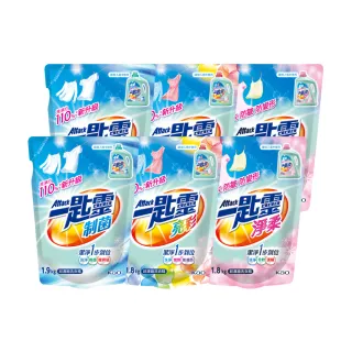 【一匙靈】ATTACK制菌/亮彩/淨柔超濃縮洗衣精補充包X6包(制菌1.9kgx6包/亮彩1.8kgx6包/淨柔1.8kgx6包)
