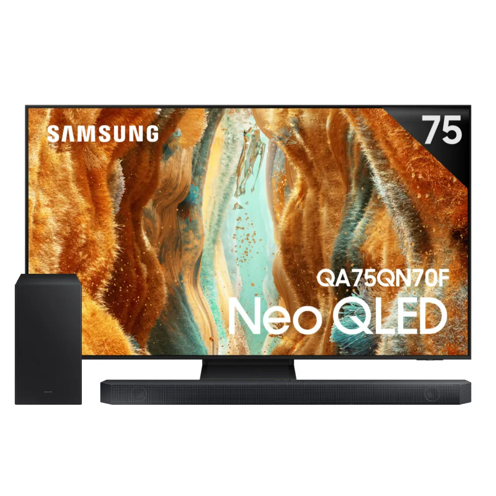 【Samsung 三星】75型 4K Neo QLED 144Hz Mini LED AI智慧顯示器 75QN70F 壁掛安裝(QA75QN70FAXXZW)