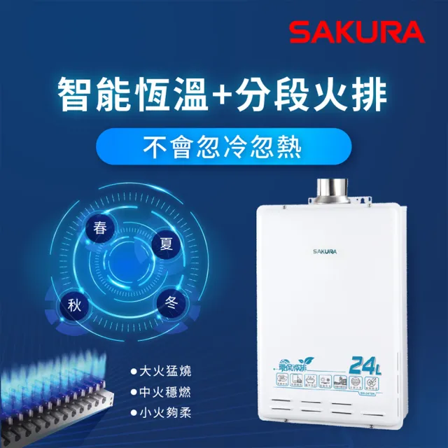 【SAKURA 櫻花】24L環保減排智能恆溫熱水器SH-2470(FE式 原廠安裝-官方直營)