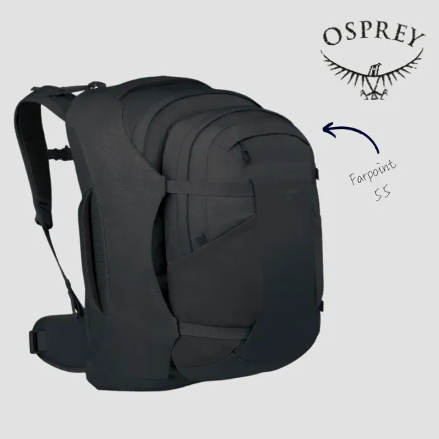 【Osprey】☆2026新改款☆ Farpoint 55 多功能旅行背包 男 黑 Black (背包旅行 子母包 登機