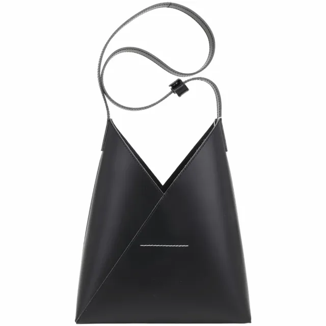 【MM6 MAISON MARGIELA】Fortune cookie 小款 牛皮三角肩背包-黑色