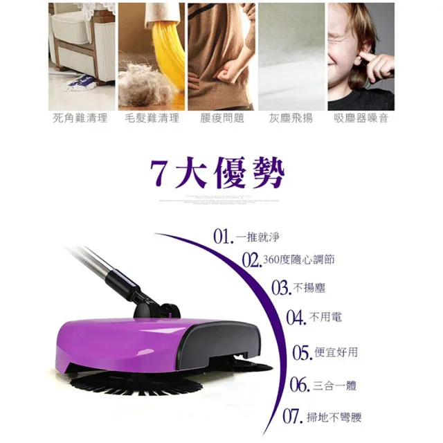 【VICTORY】手動式吸塵掃地機-買1送1加贈萬用清潔布4入(免插電 免電池 靜音 掃把 抹布 擦拭布 超細纖維)
