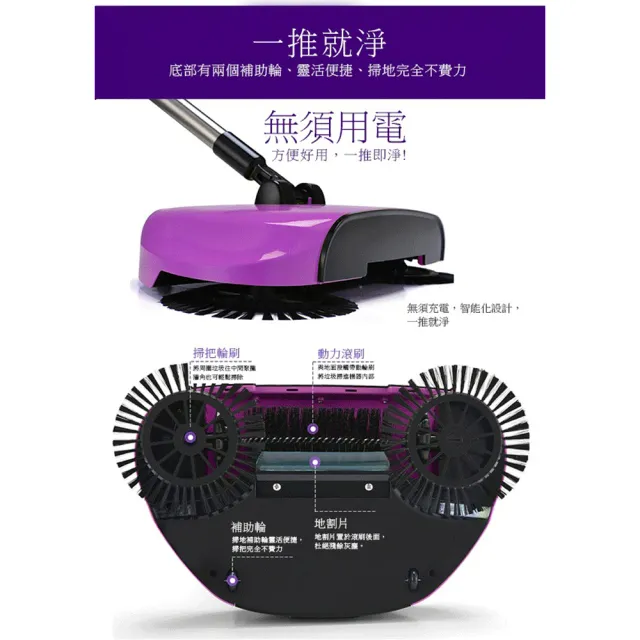 【VICTORY】手動式吸塵掃地機-買1送1加贈萬用清潔布4入(免插電 免電池 靜音 掃把 抹布 擦拭布 超細纖維)
