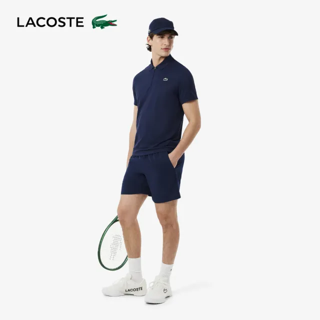 【LACOSTE】男裝-快乾透氣彈性網球短褲(海軍藍)