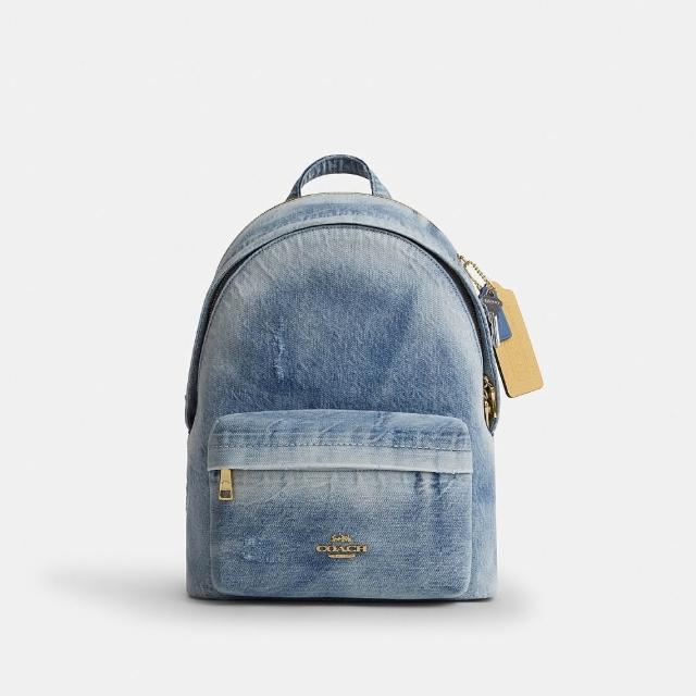 【COACH】蔻馳官方直營 復古摯愛丹寧布TAYLOR小號雙肩包 後背包-IM/淺靛藍色(CEF27)
