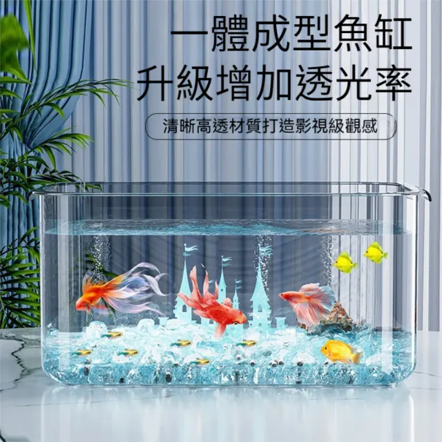 茉家 全景觀賞透明PET魚缸-大號1入