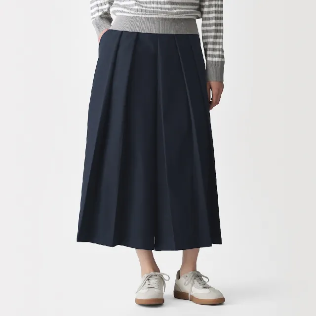 【MUJI 無印良品】女二重織日式和服寬襬褲(黑色/深藍/灰色/象牙白)