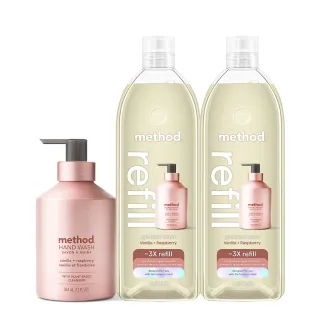 【method 美則】金緻洗手乳-玫瑰金 香草&覆盆子(354mlx1+1000mlx2補充瓶)