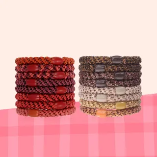 【L. ERICKSON】彈力髮圈8入 2入組（石榴艷紅+璀璨金）