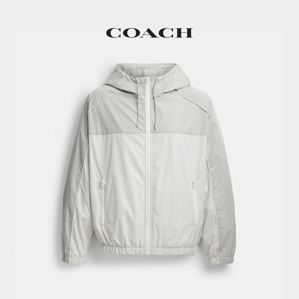 【COACH】蔻馳官方直營 連帽戶外夾克 外套-鴿灰色 混合色(CDT46)