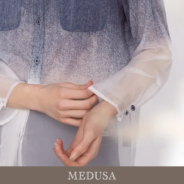 【MEDUSA 曼度莎】現貨-藝術漸層半透膚長袖襯衫（M-XL）｜漸層襯衫 透膚襯衫 女長袖上衣（701-53601）