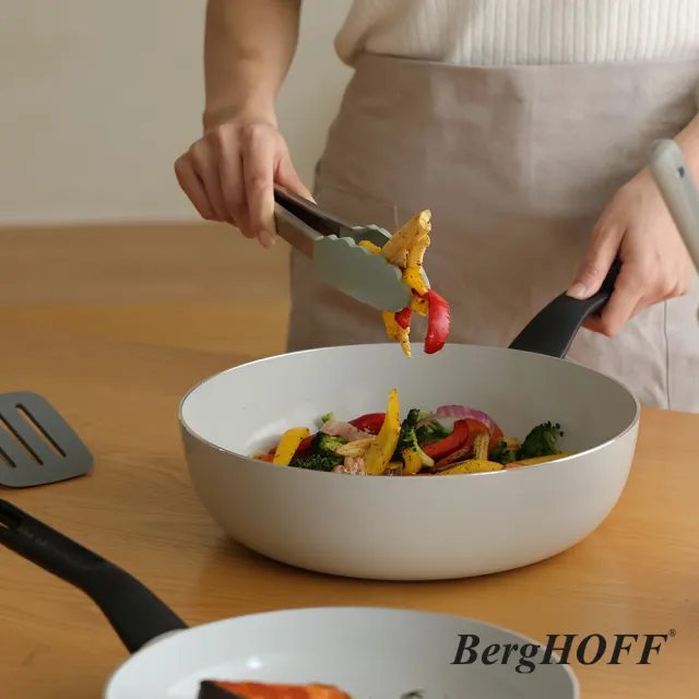 【BergHOFF 貝高福】Glints陶瓷塗層不沾鍋單柄炒鍋28cm(BHGL-28W)