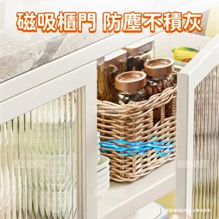 【靚白家居】岩板四層對開門餐廚櫃 120公分 (窄邊櫃 餐櫃 電器櫃 餐邊櫃 中島 廚房置物櫃 收納櫃)