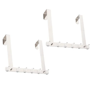 【YOLE 悠樂居】304不鏽鋼免黏免打孔掛勾收納門後掛衣架-單排6勾(2組)