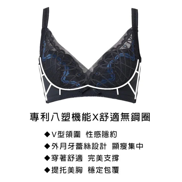 【Swear 思薇爾】美波曲線系列B-E罩無鋼圈蕾絲包覆背心型塑身女內衣(晨煙藍)