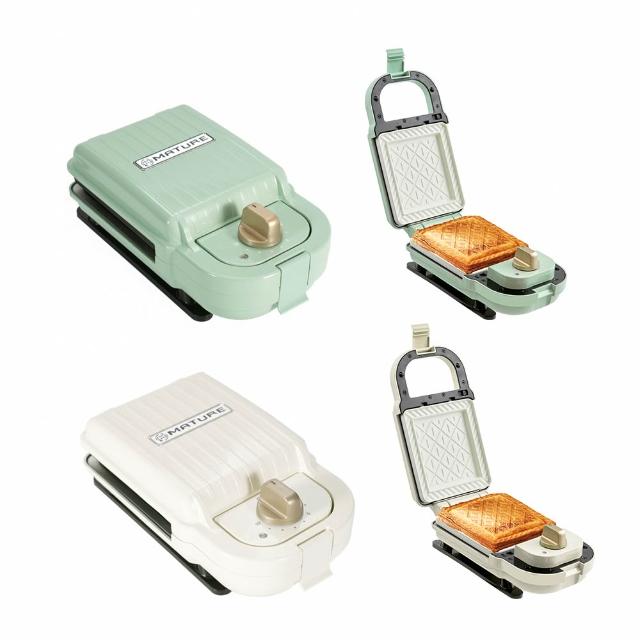 【MATURE 美萃】陶瓷熱壓三明治鬆餅機-主機兩色-3款烤盤任選(CY-1625)