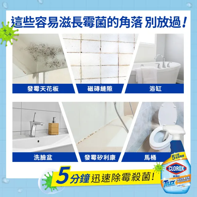 【Clorox 高樂氏】強效除霉清潔噴劑噴槍946mlx2(浴室/磁磚/馬桶/矽利康/淋浴間)
