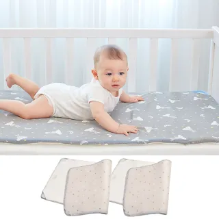 【GIO Pillow】大床 70×120cm 二合一有機棉透氣嬰兒床墊 床套2入組 XM號(透氣床墊 可水洗床墊 彌月禮)