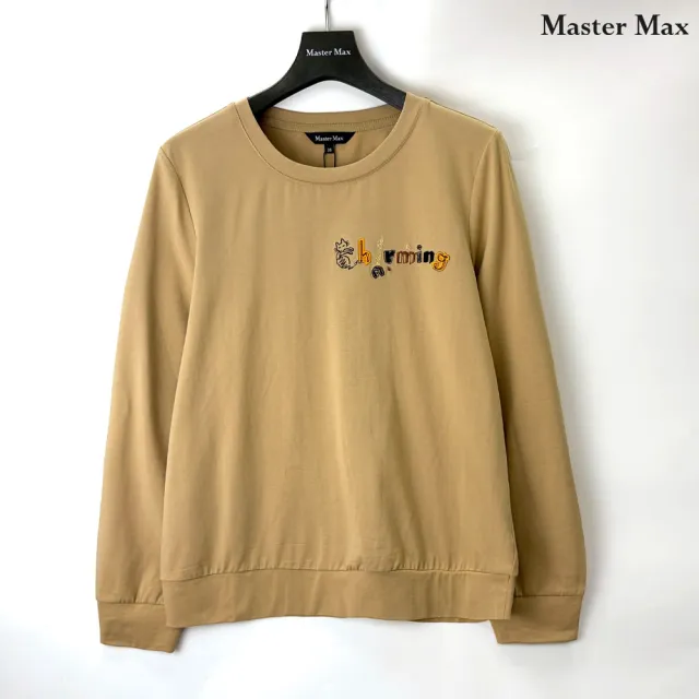 【Master Max】貼布電繡簡約長袖大學T(8427134)