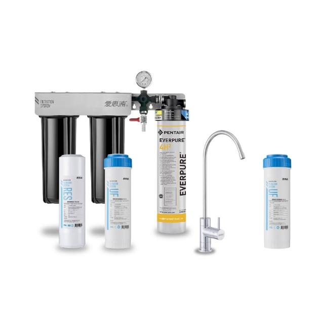 【EVERPURE 愛惠浦】櫥下型 PURVIVE Trio-4H2無鉛龍頭三道式生飲淨水器(前置樹脂+中空絲膜)