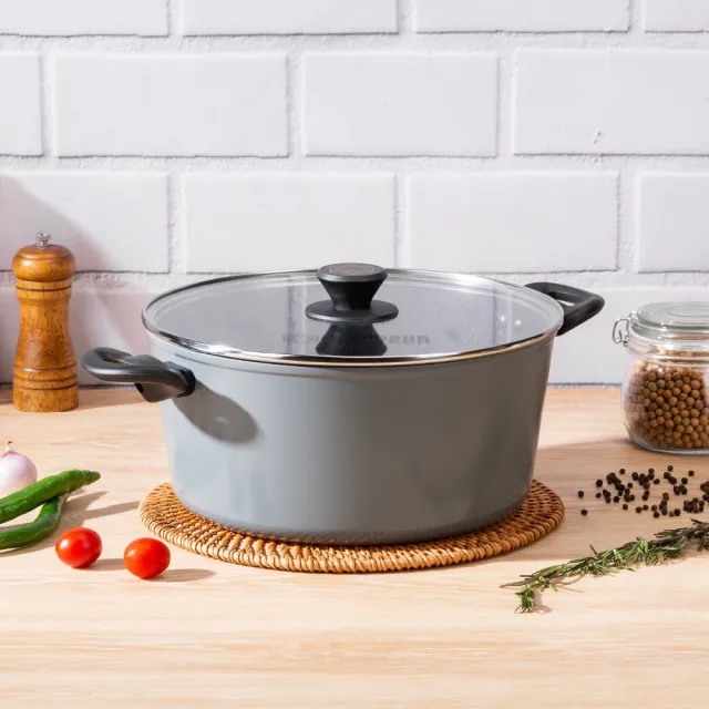 【DIAMOND CHEF】黑金石墨烯不沾鍋雙耳湯鍋28cm(含蓋/IH爐可用/火鍋)