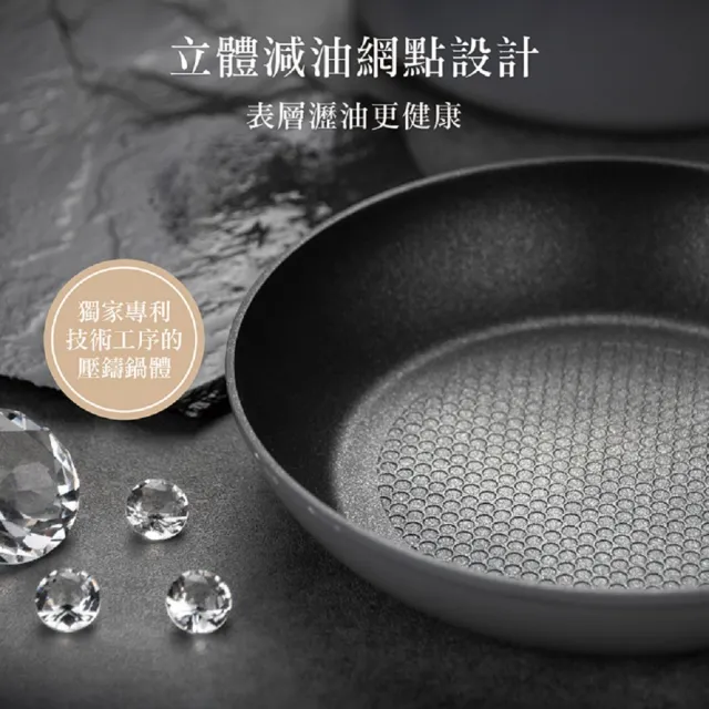 【DIAMOND CHEF】黑金石墨烯不沾鍋平底鍋28cm(含蓋/IH爐可用/平煎鍋)