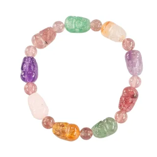 【雨揚】購物節 多寶貔貅手鍊 (紅草莓/綠草莓/紫水晶/黃膠花/粉水晶)